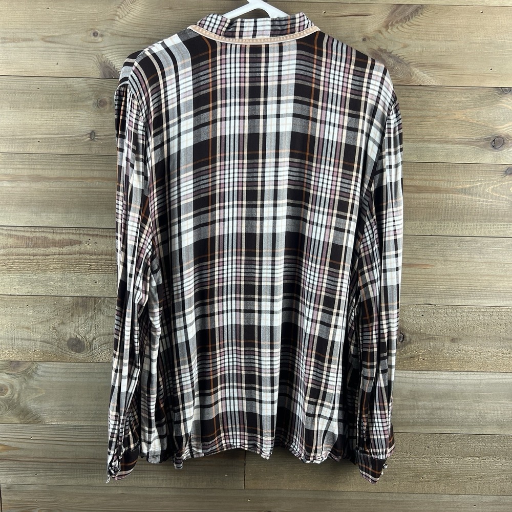 Chicos Womens Shirt Long‎ Sleeve Button Up Ruffle Plaid Academia Preppy 4 XXL - Picture 6 of 8